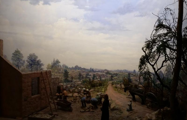 How construction of the pioneer schools may have looked like in 1840s Indiana. This photo was taken at the Catholic shrine of Saint Mother Theodore Guerin in Saint Mary of the Woods, Indiana.
