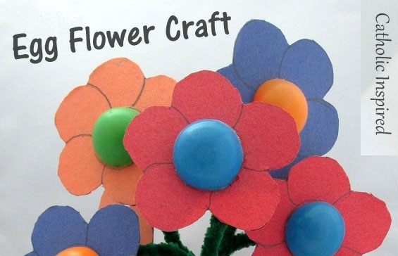 Egg Flower Craft for Daisy Girl Scouts - Photo courtesy of Catholic Inspired