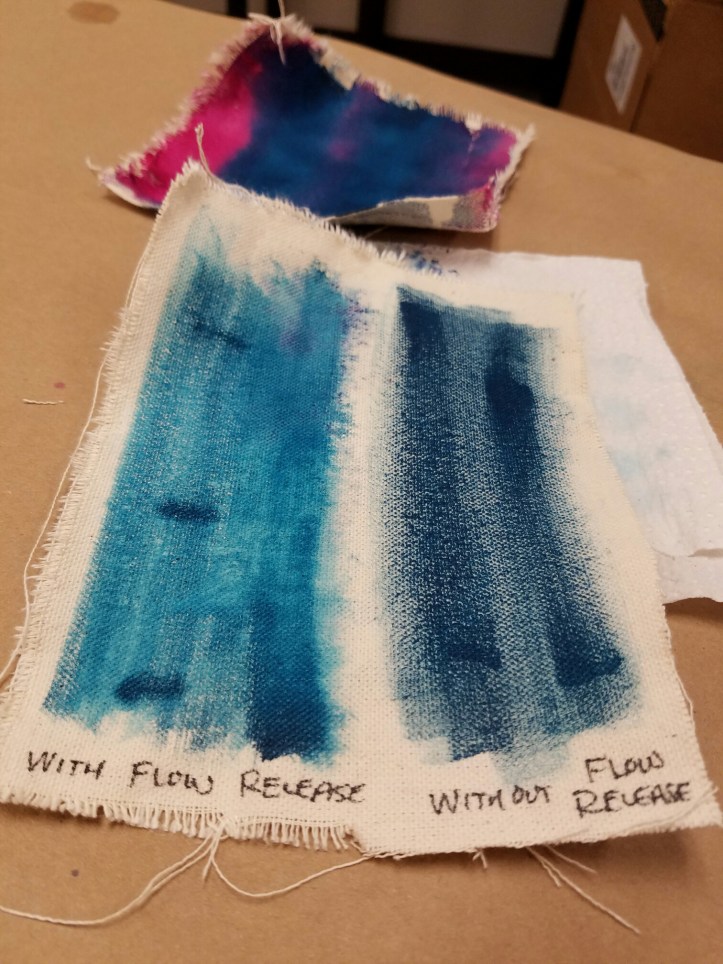 Girl Scout art project: Why you should use flow release when painting with high flow acrylic paint on canvas