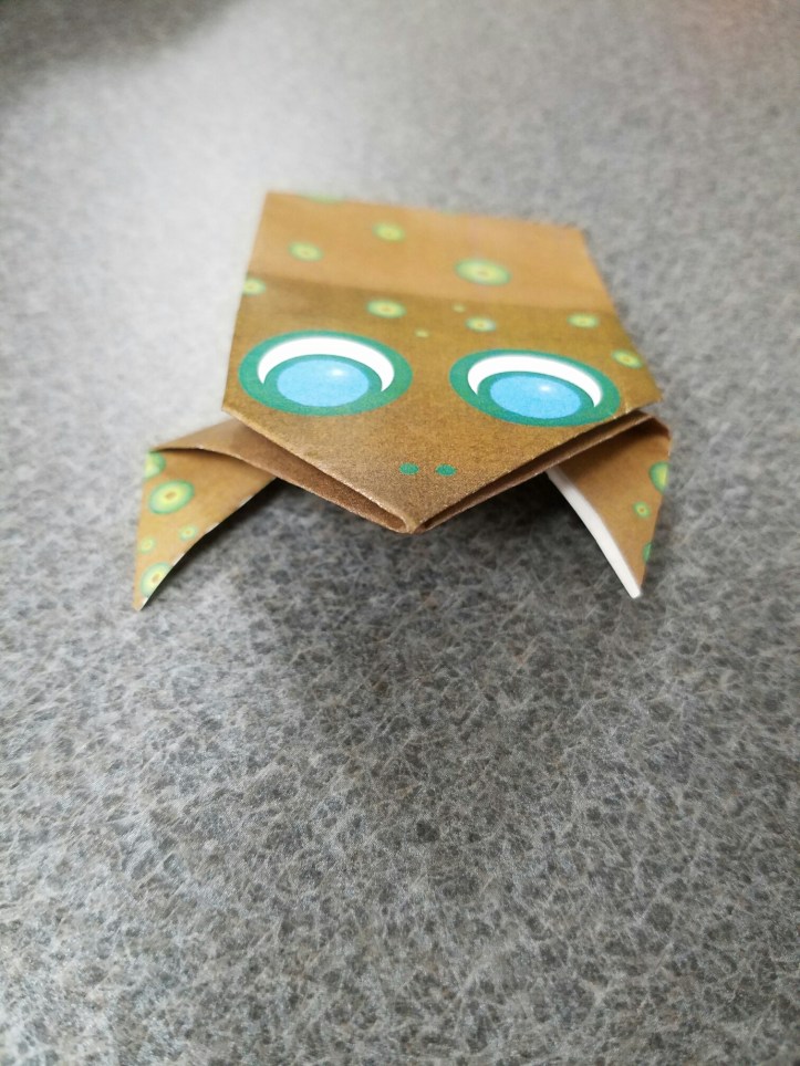 Origami chocolate frogs for Harry Potter themed Girl Scout meeting