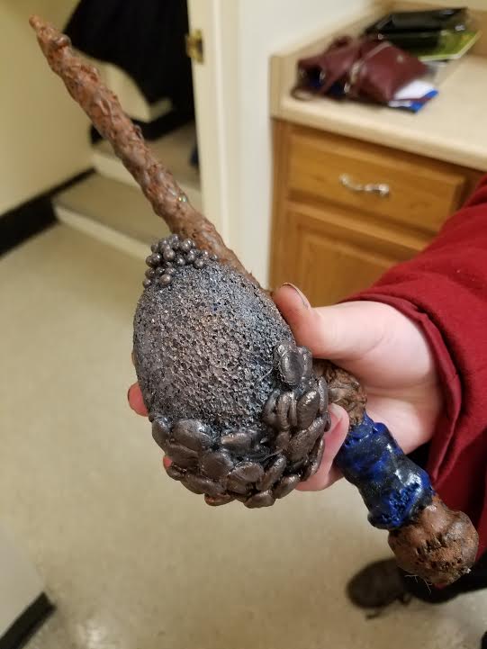 Homemade dragon egg and wizard wand - Harry Potter night for Girl Scouts