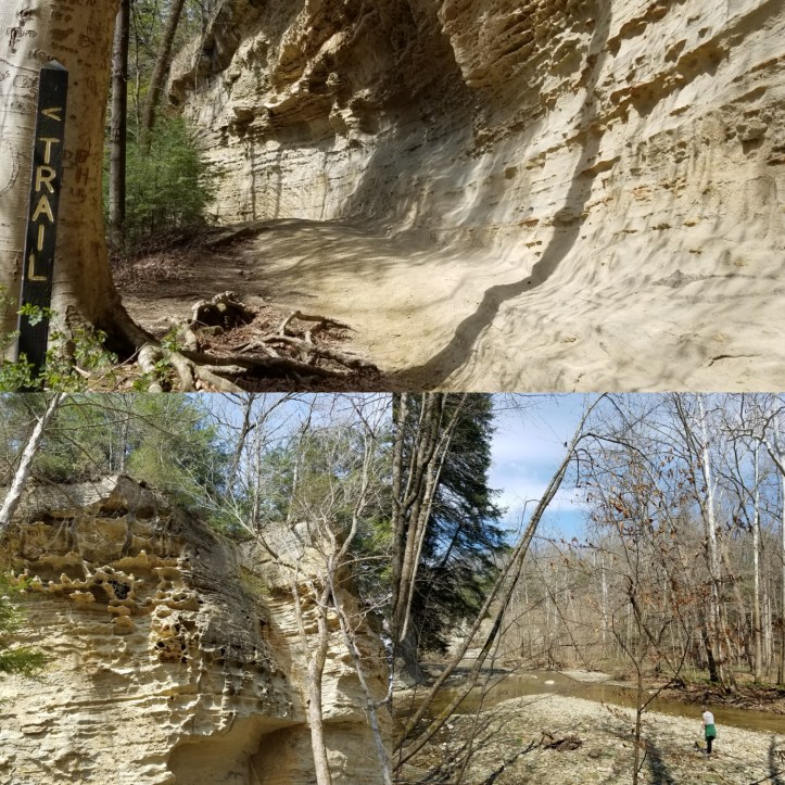 Hiking in early spring at Pine Hills Nature Preserve near Shades State Park in Indiana