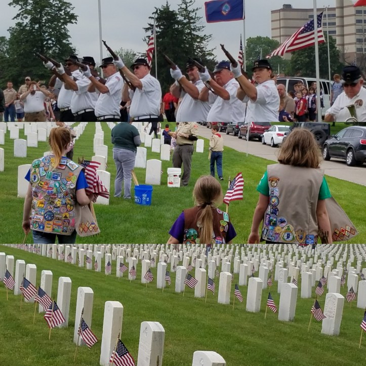 annual grave decorating and flag placement at Dayton National Cemetery