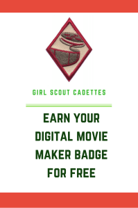 A free resource and kids camp for Cadette Girl Scouts to earn their Digital Movie Maker badge for free!