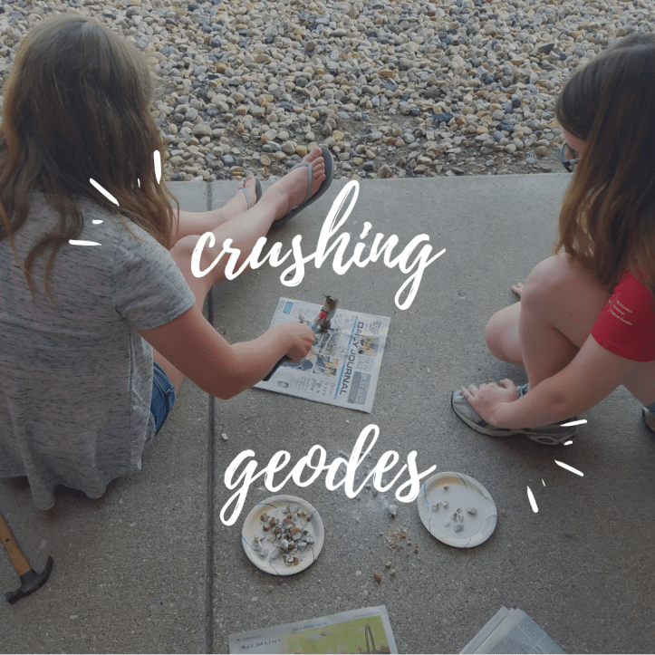 Hammer open a geode to turn smaller pieces of this rock into handmade jewelry